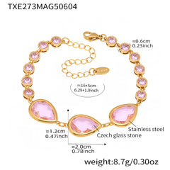 Gold-Tone Teardrop Glass Link Bracelet
