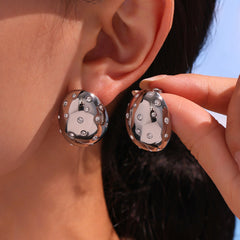 Czech Rhinestone Oval Stud Earrings