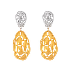 18K Gold-Plated Two-Tone Openwork Drop Earrings