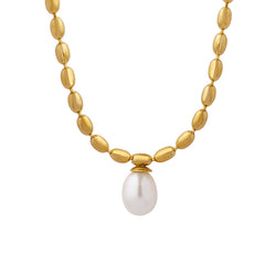 Freshwater Pearl Drop Beaded Chain Necklace
