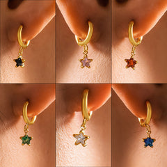 18K Gold-Plated Glass Star Drop Earrings