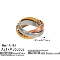 Interlocking Triple-Band Stainless Steel Ring