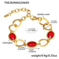 Faceted Glass Oval Link Bracelet