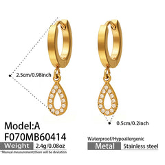 18K Gold-Plated Cubic Zirconia Teardrop Charm Earrings