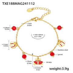 Garnet Christmas Necklace, Bracelet or Enamel Earrings