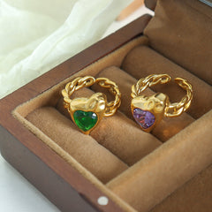 Heart Stone Chain-Link Ring