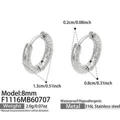 Spiral-Textured Stainless Steel Hoop Earrings