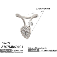 Glass Accent and Open Heart Statement Rings