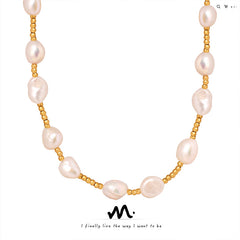 Freshwater Pearl and Bead Station Necklace