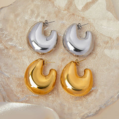 Rounded Hollow U-Hoop Stainless Steel Earrings