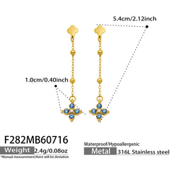 18K Gold-Plated Clover Cubic Zirconia Drop Earrings