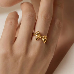 18K Gold-Plated Bow Open Ring