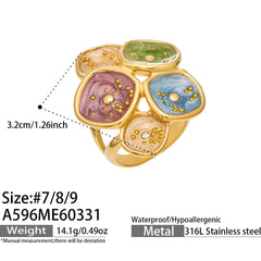 Color Enamel Sculptural Leaf Ring Designs