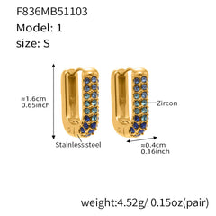 18K Gold-Plated Colored Cubic Zirconia U-Hoops