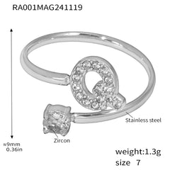 Silver-Tone Initial Necklace, Earrings, Bracelet & Ring
