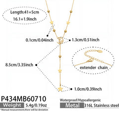 18K Gold-Plated Cat and Geometric Y-Drop Necklaces