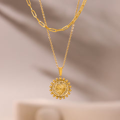 Gold-Tone Layered Sunburst Pendant Necklace