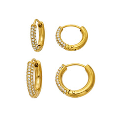 Gold-Tone Cubic Zirconia Small Hoop Earrings