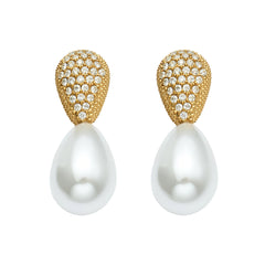 Gold-Tone Faux Pearl Teardrop Earrings