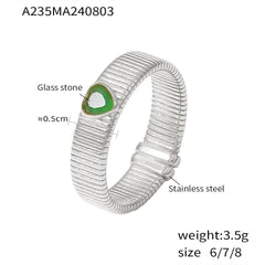 18K Gold-Plated Ribbed Heart Stone Ring