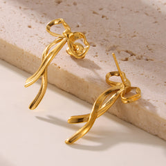 Bow & Ribbon Stainless Steel Drop Earrings