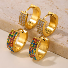 18K Gold-Plated Pave Cubic Zirconia Hoop Earrings