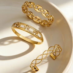 18K Gold-Plated Openwork Cuff Bracelet
