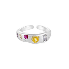 Nadine Organic Pavé Heart Adjustable Ring