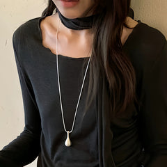 Daphne Brushed Teardrop Pendant Necklace
