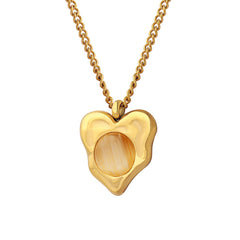 Cat-Eye Accent Heart Pendant Necklace