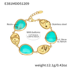 18K Gold-Plated Resin Teardrop Station Bracelet