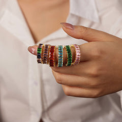 Colored Cubic Zirconia Geometric Open Ring