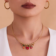 18K Gold-Plated Fruit Enamel Charm Necklace Designs