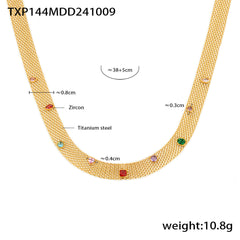 Colorful Cubic Zirconia Mesh Necklace & Bracelet