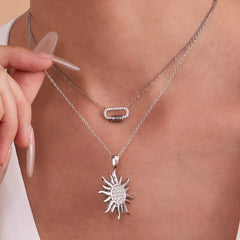 Cubic Zirconia Sunburst and Round Pendant Necklaces