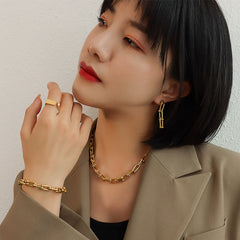 Geometric Link Necklace, Bracelet or Stud Earrings