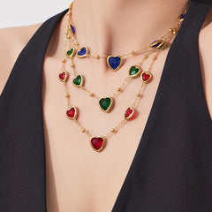 18K Gold-Plated Heart Glass Accent Jewelry