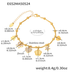Gold-Tone Cubic Zirconia Charm Bracelet or Anklet