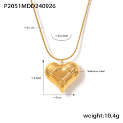 18K Gold-Plated Quilted Heart Necklace or Separate Chain