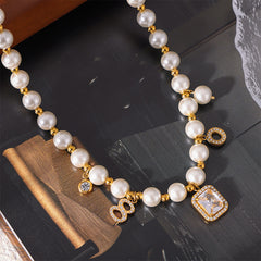 18K Gold-Plated Pearl-Look Tag Necklace or Bracelet