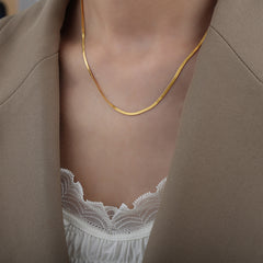 Gold-Tone Flat Snake Chain Necklace
