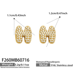 18K Gold-Plated Cubic Zirconia Initial Earrings