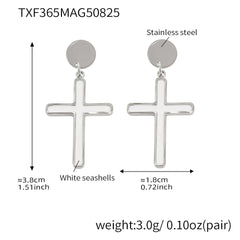 Shell Inlay Cross Pendant, Earrings or Ring