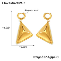 Gold-Tone Sculptural Triangle Drop Earrings
