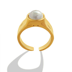 18K Gold-Plated Pearl-Look Open Ring