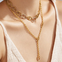 18K Gold-Plated Rectangle Cubic Zirconia Necklace