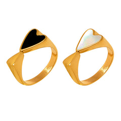 18K Gold-Plated Heart Inlay Ring