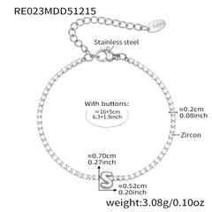 Cubic Zirconia Initial Chain Bracelet