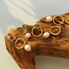 18K Gold-Plated Freshwater Pearl Hoop Earrings