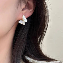 Camille White Mother-of-Pearl Butterfly Stud Earrings